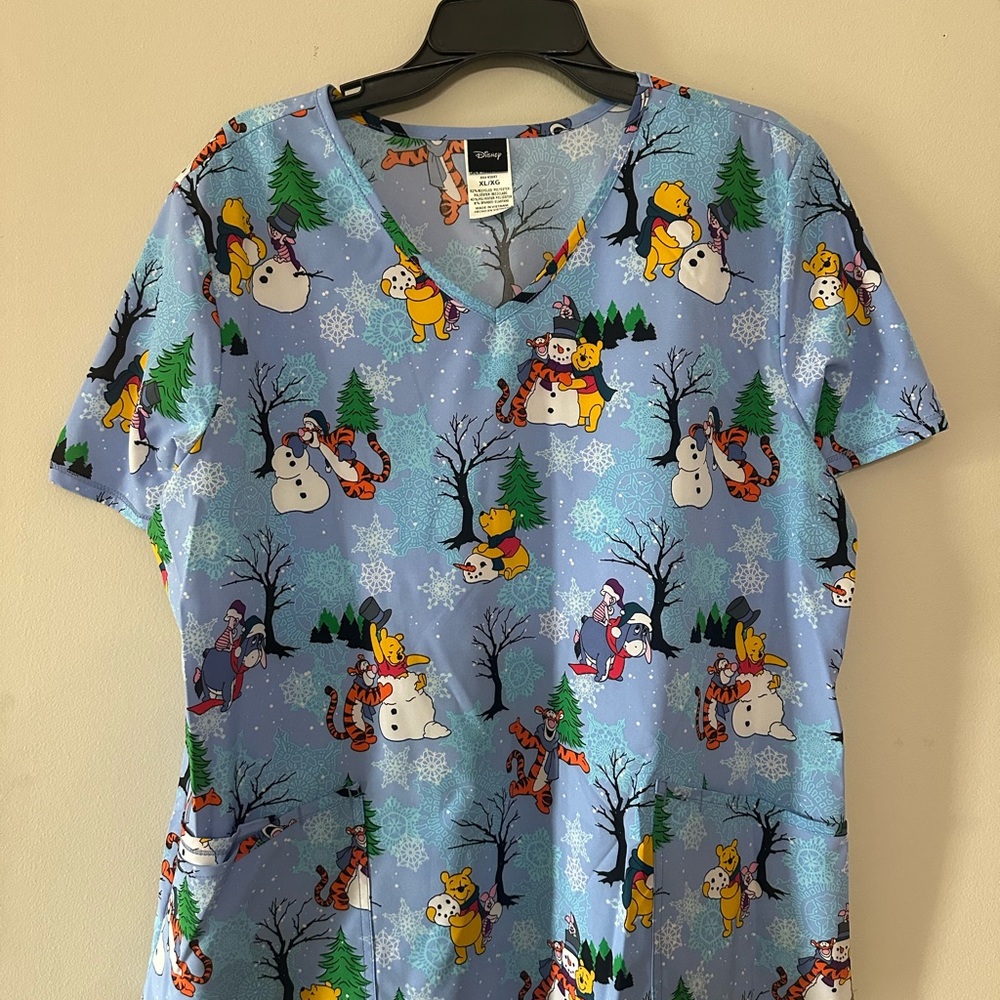 Disney Blue and Orange Character Scrub Top